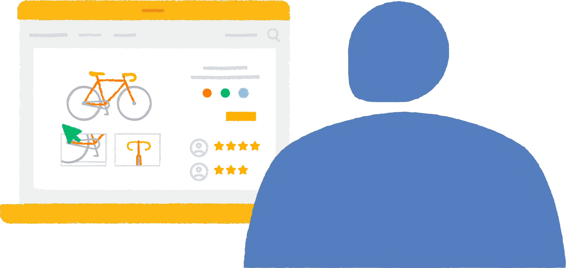Eine Person besucht die Website eines Herstellers von Sonderanfertigungen für Fahrräder in einem Browser auf ihrem Laptop.